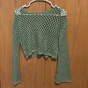 ANNVA Olive Green Hollow Sweater